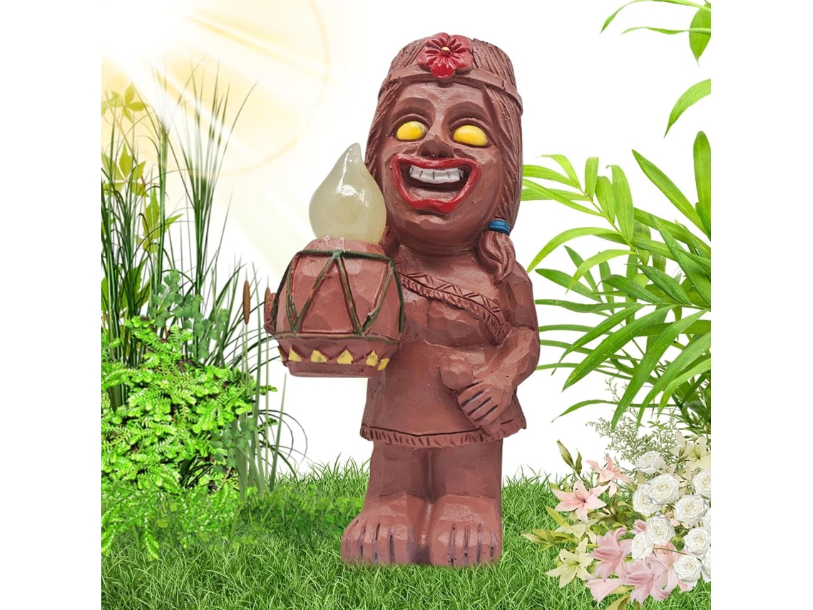 Estatua Hawaiana De Jard N Con Farol Solar Luces Solares Para C Sped Y Adornos Antorcha Balc Entrada Veh Culos Decoraci