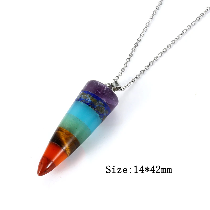 Collar amuleto con colgante de energía de los siete chakras para sanación Reiki MDUG (Estilo 1)