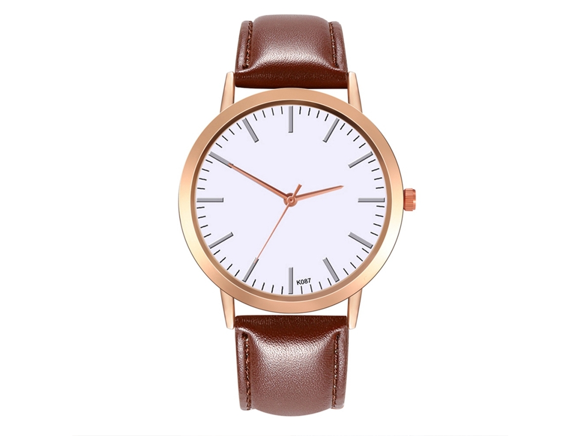 Elegante Reloj De Pulsera Para Mujer De Cuero Marrón Oscuro Con Movimiento De Cuarzo.