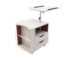 Mesita de noche giratoria, diseño móvil, madera de arce blanco.