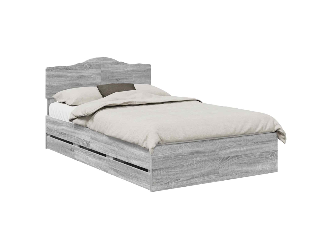 Maison Exclusive - Estructura De Cama Gris Sonoma 120 X 190 Cm Madera Ingenieril