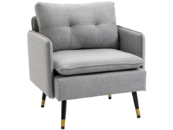 Sillón moderno con tapizado de tela, asiento acolchado, patas de acero, 72x70x80cm, gris.