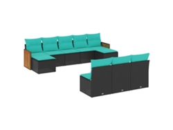 Maison Exclusive - Conjunto De Sofá De Jardín De 10 Piezas Con Cojines, De Poliratán Negro