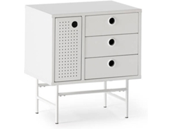 Mesita de Noche BAZAR MONDIALE Punto (Blanco - MDF y Metal - 48x35x55 cm)