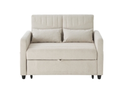 Sofá Cama 2 Plazas - Diseño Moderno, Reclinable 3 Posiciones, Algodón-lino - Beige