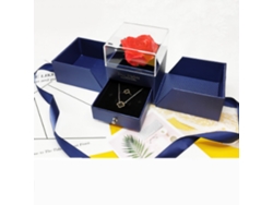 Caja de joyería rosa para guardar anillos y collares