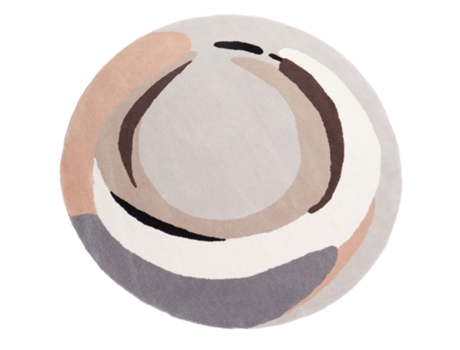Tapete com Padrão Irregular BELIANI Sargodha de Lã Creme 140X140