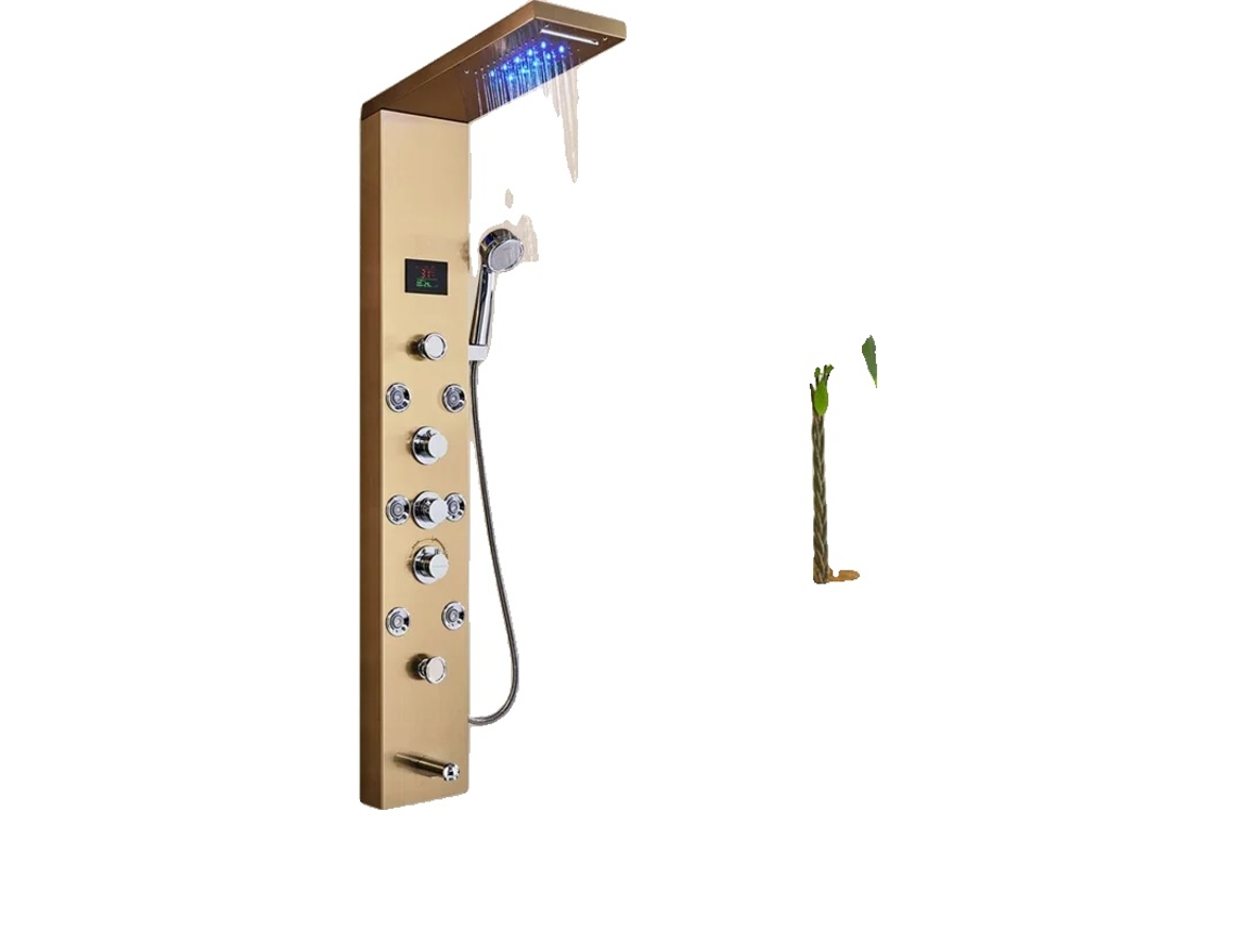 Columnas de ducha LED, núcleo de válvula de cerámica, control de tres manijas, oro F 8009 OEM