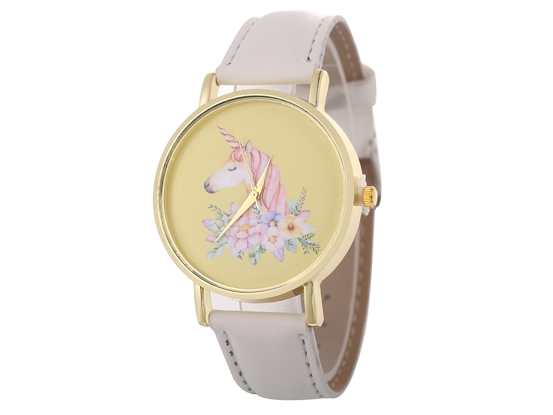 Reloj De Pulsera De Aleación De Pareja Con Dial Redondo Cuarzo Blanco Analógico