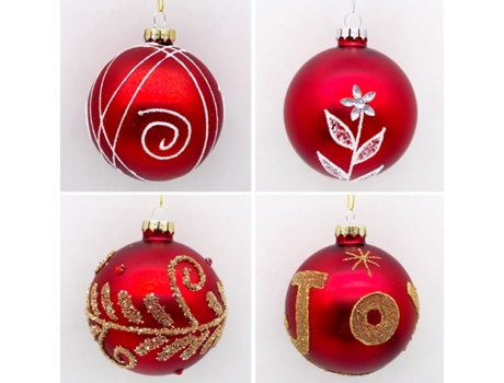 Set de 4 Bolas de Navidad Plateadas 8cm Bolas de Adornos de Árbol de Navidad