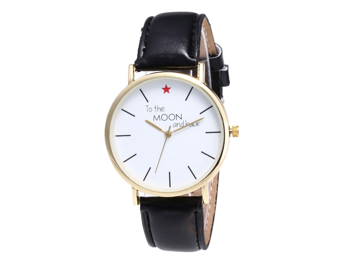 Reloj De Cuarzo Con Correa De Cuero Pu, Diseño De Letras Sencillas, Unisex (oro)