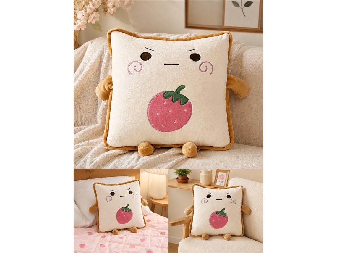Almohada Manta Fresa Off-white Suave Aterciopelada 38x38cm