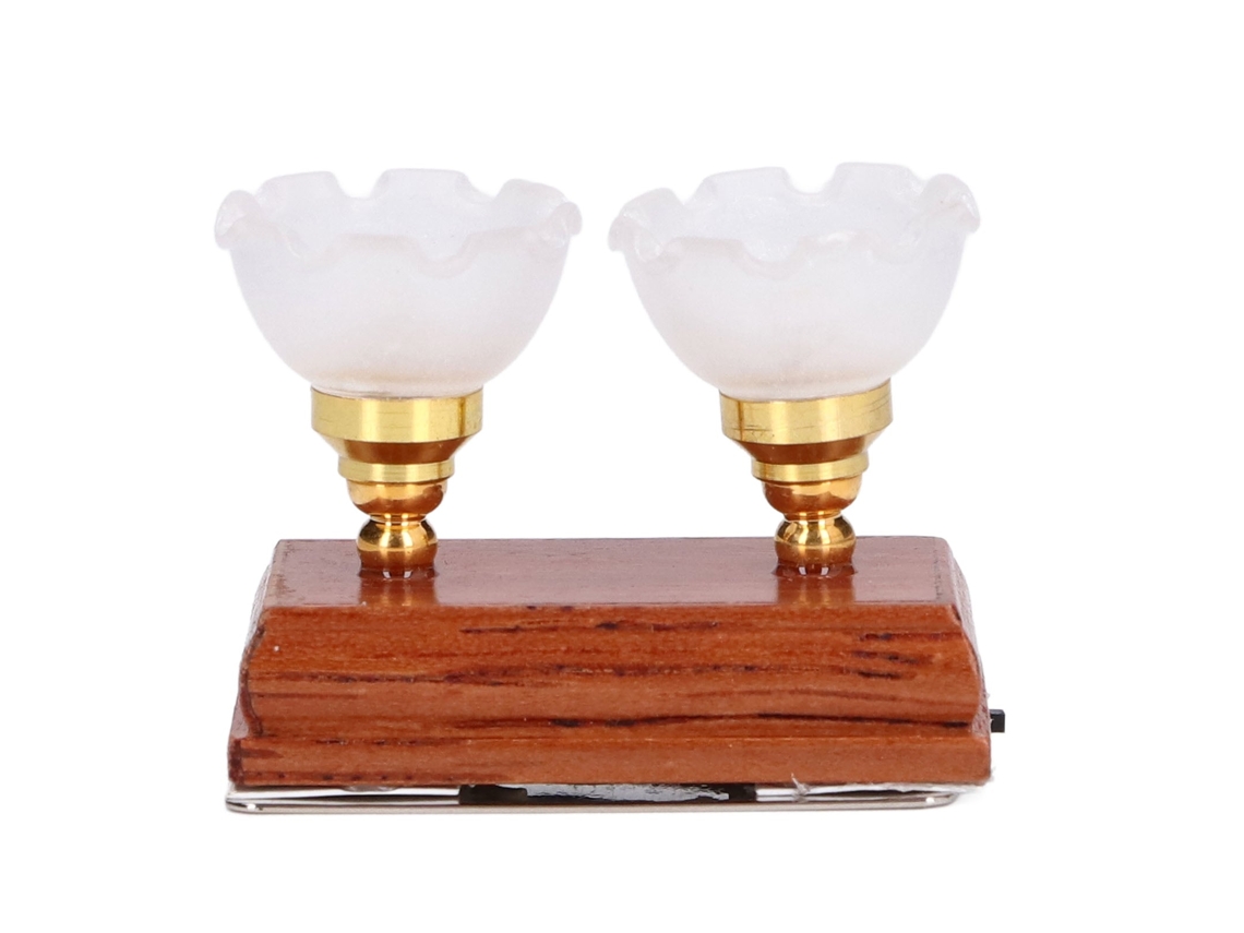 Lámpara De Techo Para Casa De Muñecas A Escala 1/12 Con Led A Batería, Dos Cabezales, Miniatura.