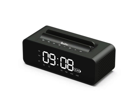 Altavoz Dual Del Reloj De Bluetooth Del Altavoz, Soporte Del Teléfono Móvil, Despertador Del Espejo Del Led ZMING