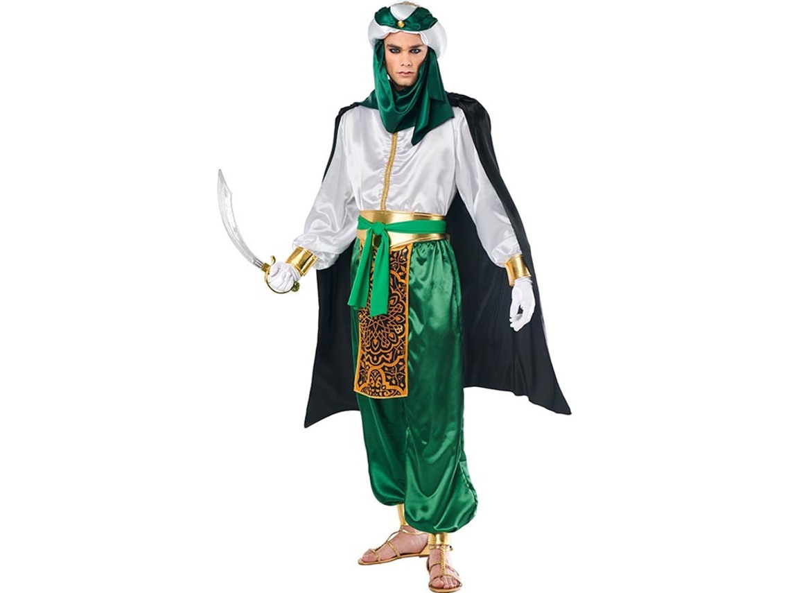 Disfraz de Beduino elegante verde y blanco para hombre