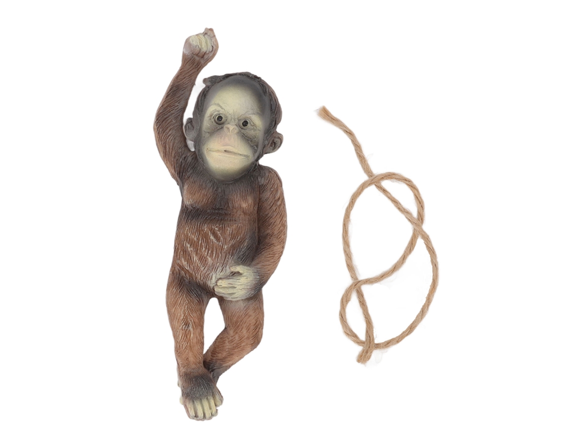 Estatua Colgante De Mono Bebé En Resina Marrón Para Jardines Y Árboles Con Tallado Exquisito.