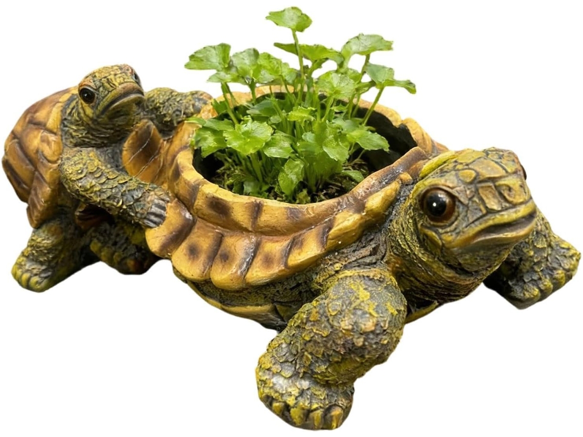 Maceta Con Forma De Tortuga – 16 X 12 X 8 Cm. Maceta De Resina Para Jardín, Forma De Animal, Jarrón, Decoración, Regalo