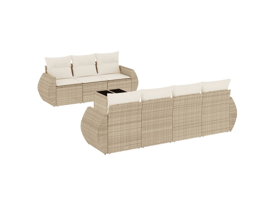 Maison Exclusive - Juego De Sofás De Jardín Con Cojines Beige 8 Pzas Ratán Pe