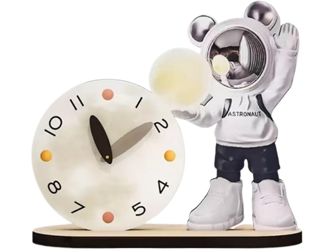 Reloj De Pared Colgante Con Diseño De Astronauta Espacial De Estilo Moderno Y Sencillo, Sin Perforaciones, Para Sala De Estar (blanco)