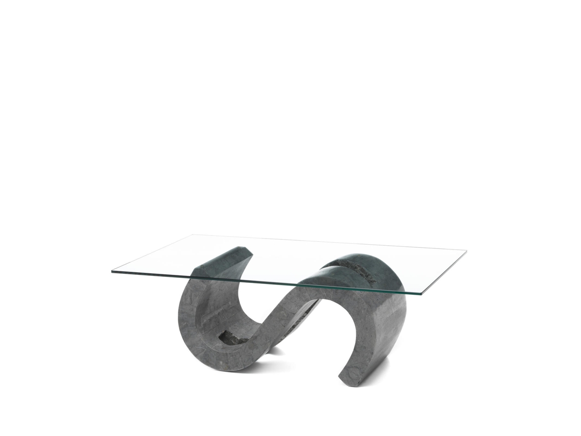 Mesa de Centro Flexus 120 X 70 Transparente en Vidrio Templado Gris STONES