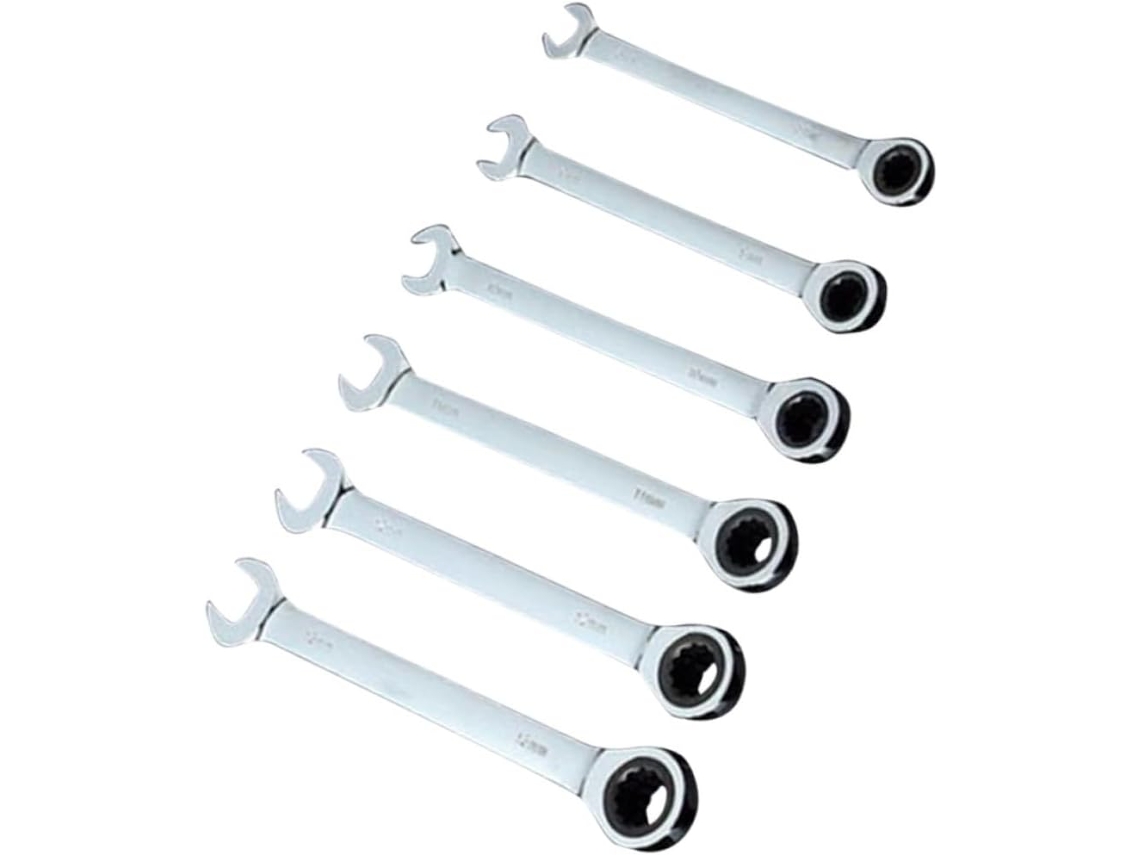 Juego De 6 Llaves Combinadas Ajustables De Doble Cabeza En Acero Resistente, Llave De Carraca