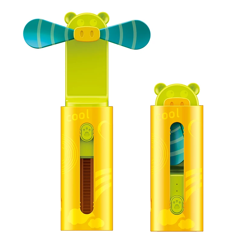 Mini Ventilador Luminoso Táctil (amarillo), Con Forma De Pintalabios, De Tamaño De Bolsillo, Con Interfaz Usb Y Retráctil.