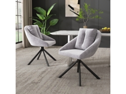 Silla Giratoria Ergonómica Moderna De Terciopelo Gris Para Comedor.