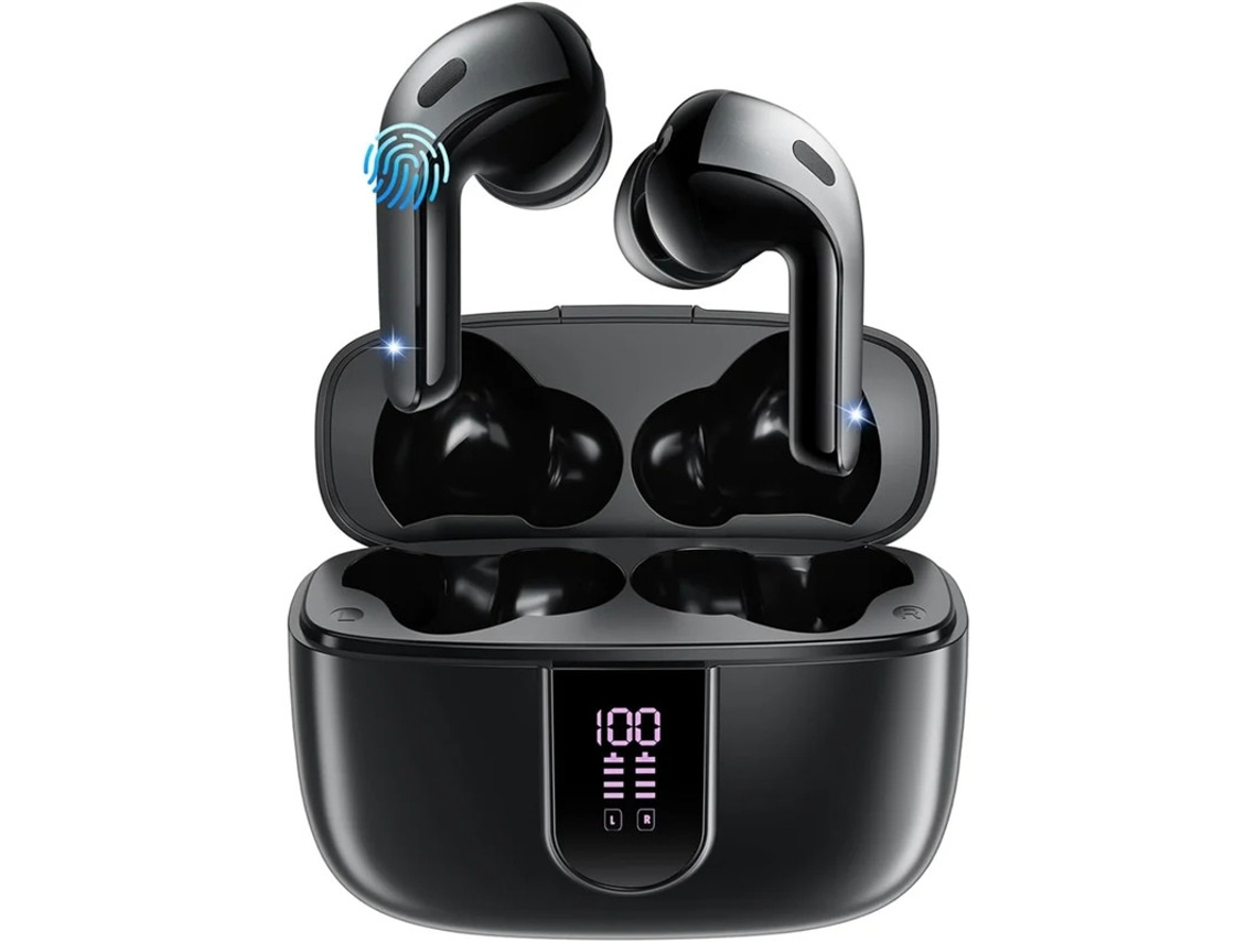 Auriculares Sem Fios Tempo Reprodução Horas Led Yizhood Bluetooth Negro