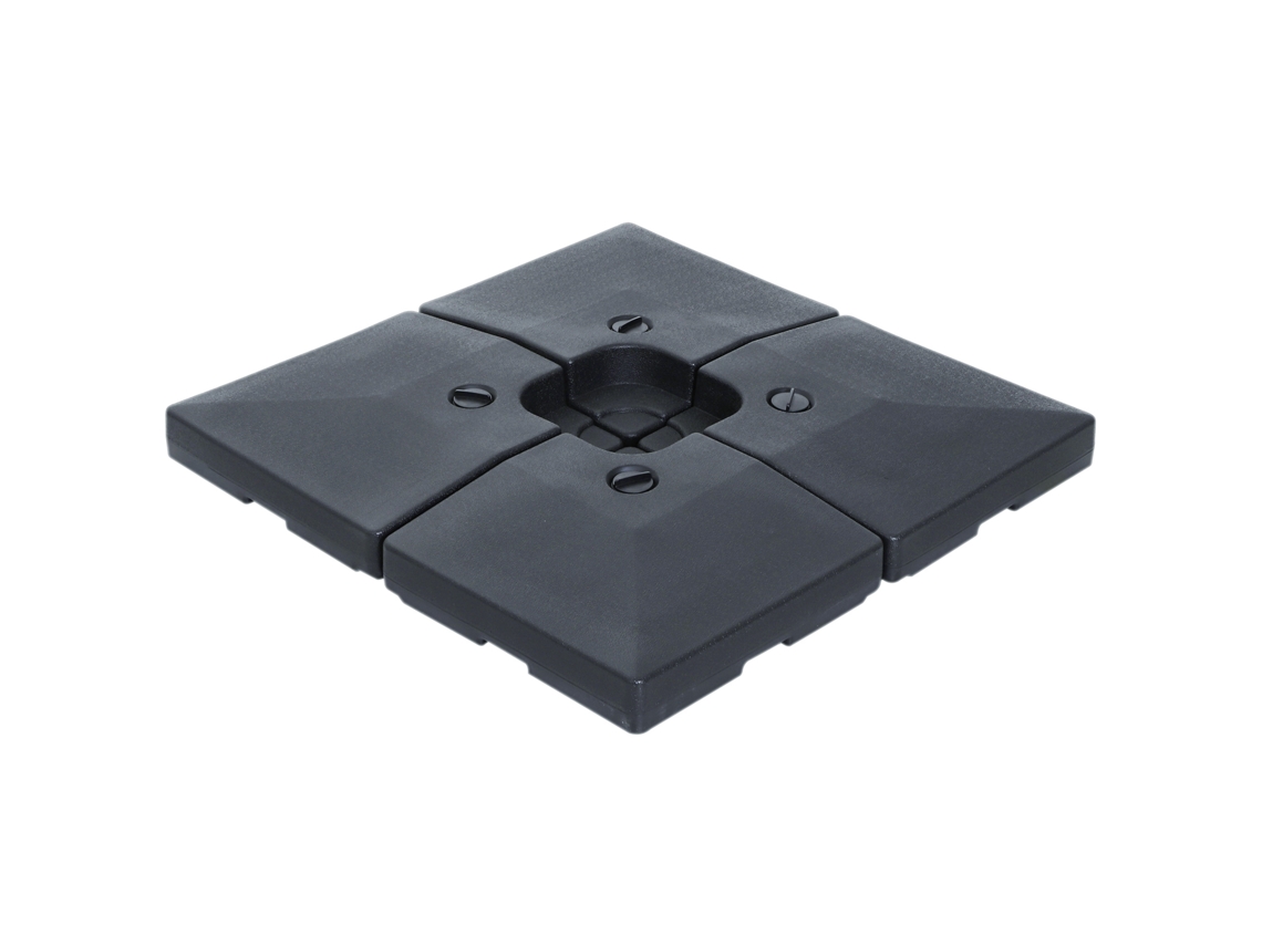 VPMKP - Conjunto Outsunny de 4 bases cuadradas con peso para sombrilla de brazo lateral, 51x51x12 cm, PE, agua 80 kg/arena 120 kg, negro