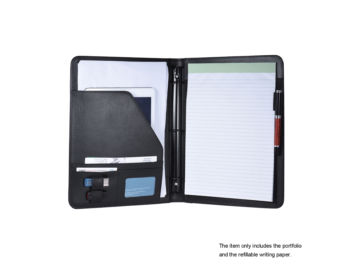 Portafolio Profesional De Piel Sintética Con Organizador Para Documentos, Tarjetas Y Bloc De Notas A4.