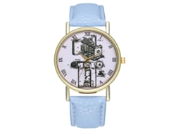 Reloj Zhoulianfa T303-a De Cuarzo Azul Claro Para Negocios, Con Correa De Cuero, Para Hombres Y Mujeres.