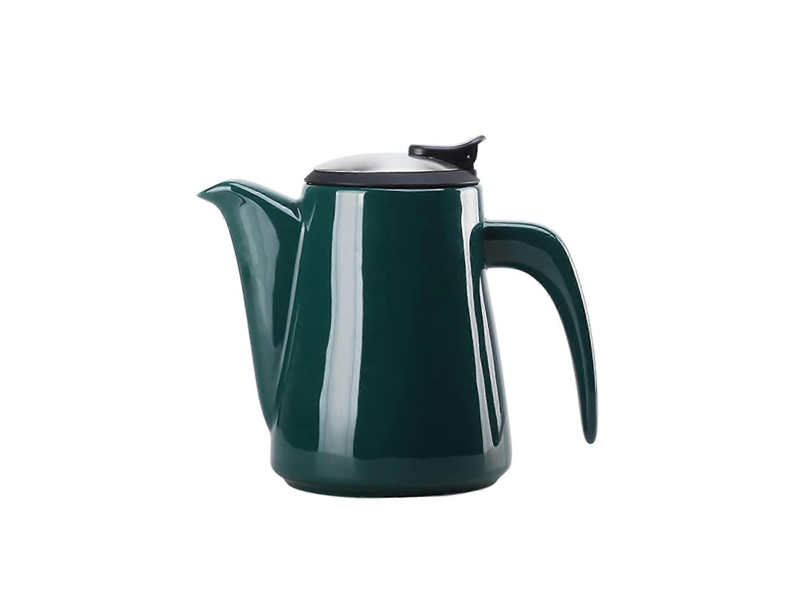 Jarrón de cerámica gris de gran capacidad, resistente a la temperatura, con diseño floral, ideal para té helado.