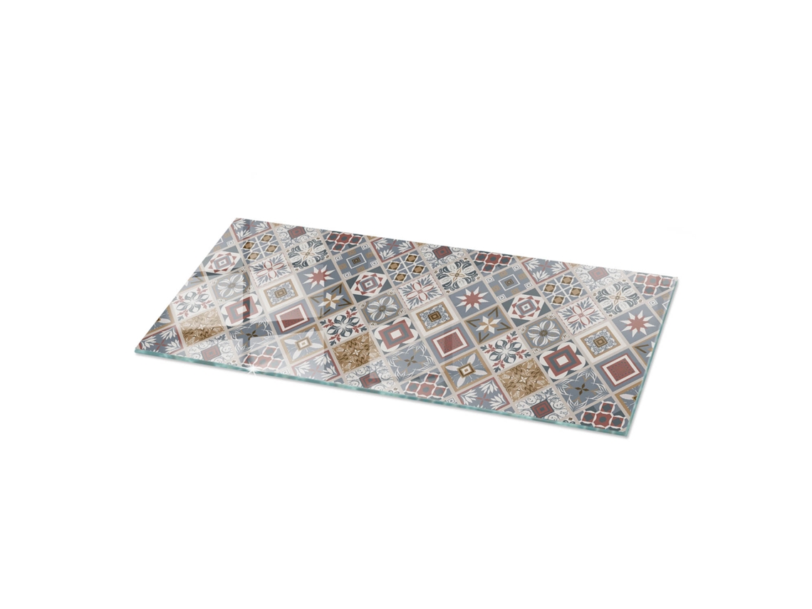 Tablero de cristal rectangular (125 x 50 cm - Diseño de mosaico con adornos - Gris)