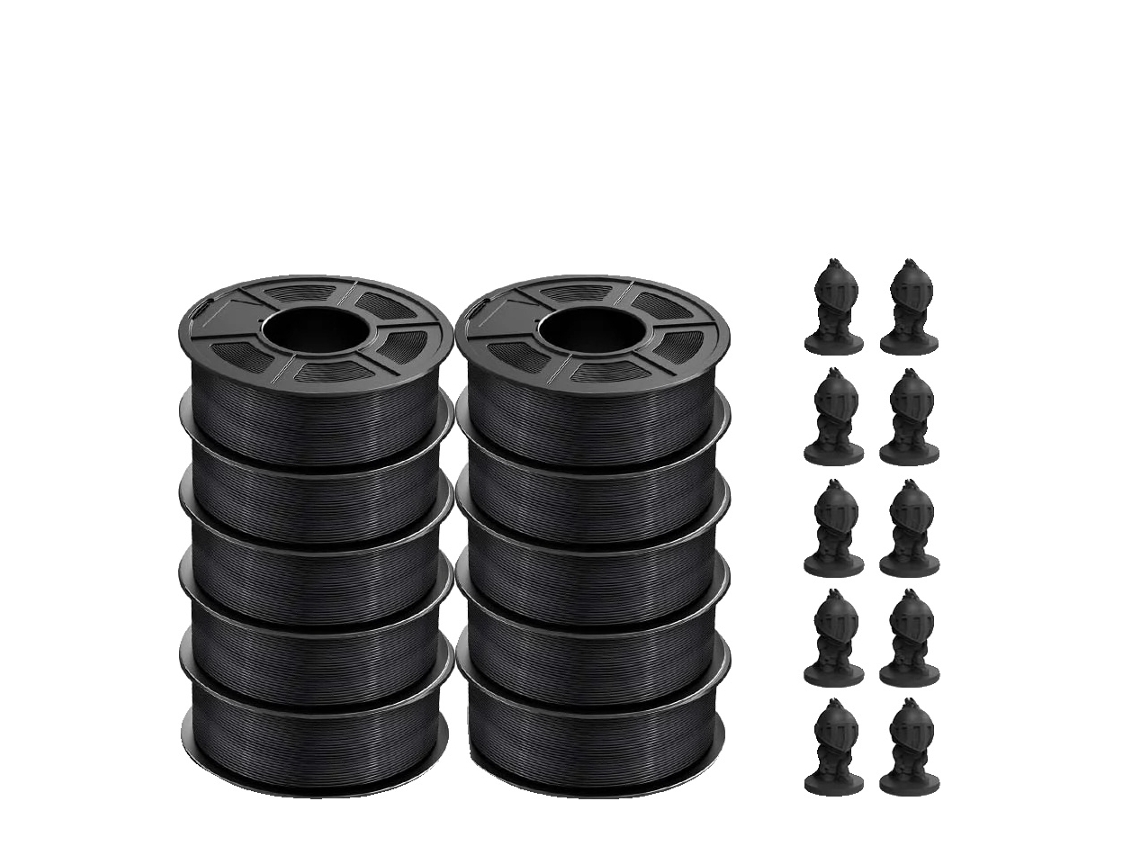 Filamento para impresora 3D, diámetro de 1,75 mm, apto para la mayoría de impresoras FDM, PLA negro, 10 rollos OEM