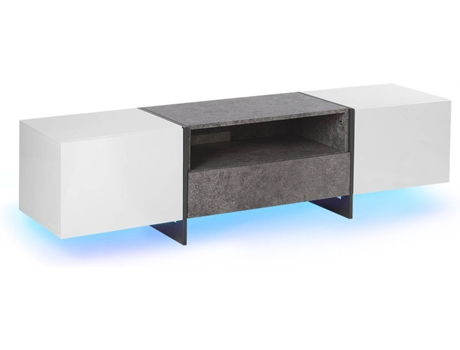 Mueble TV con LED efecto concreto blanco BELIANI Russel