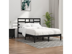 Estructura De Cama Sin Colchón Madera Maciza Negro 140x190 Cm