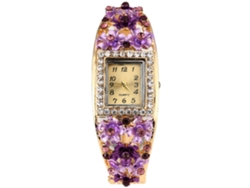 Elegante Reloj De Pulsera Para Mujer Con Diamantes De Imitación Y Diseño Floral, De Cuarzo Y Aleación.