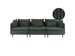 Sofá Modular De 3 Lugares Estofado Beliani Egeris De Bombazine Verde 258x94x80