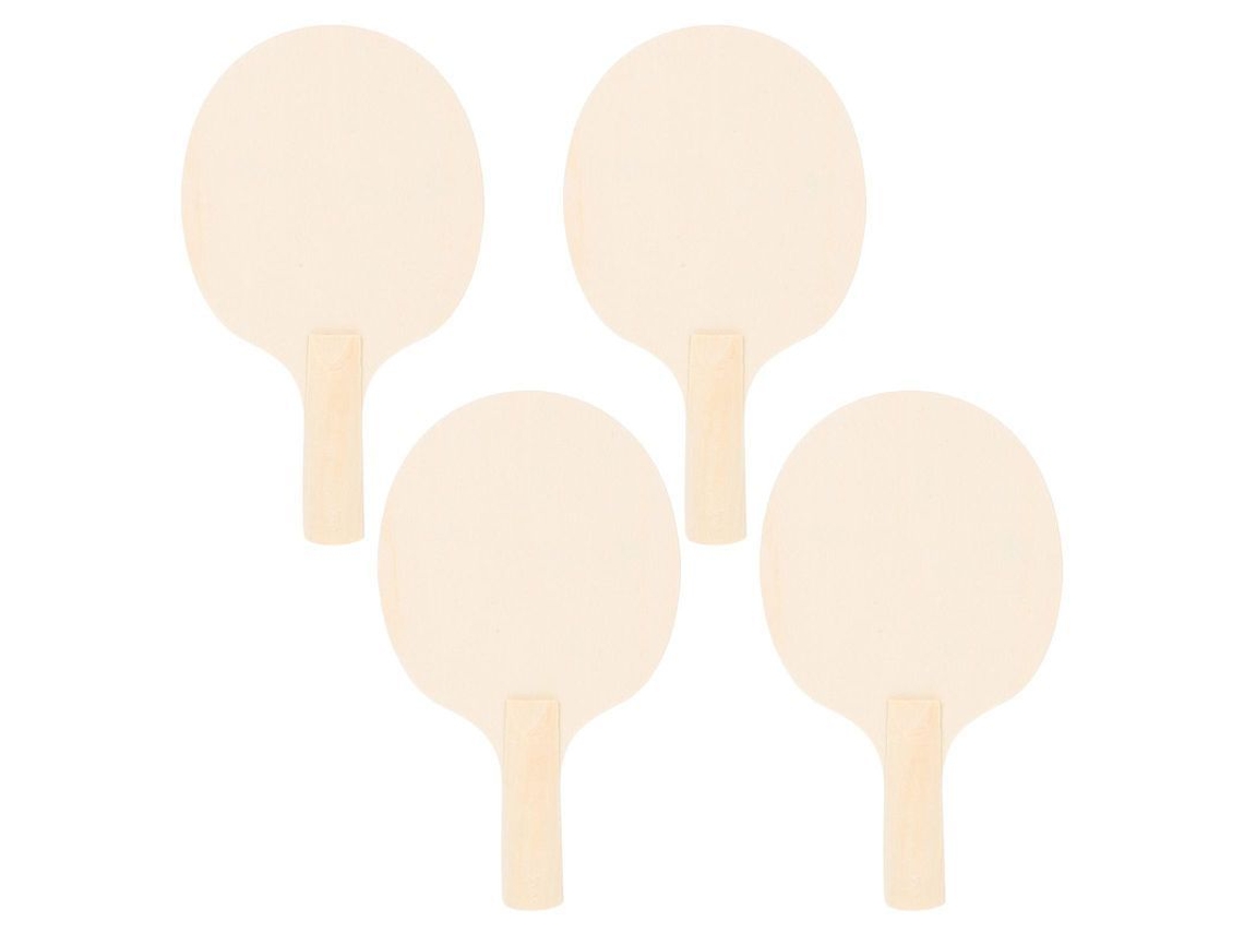 Kit 4 Palas Tenis Mesa Blanco Montar Sin Pintura Niños Adultos Ideal Pintar Manualidades