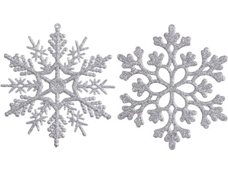 Adornos de copos de nieve con purpurina navideña de plástico, decoraciones para árboles de Navidad, 4 pulgadas, juego de 20, plateado