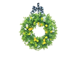 Corona de limones artificiales para decorar la puerta en verano.