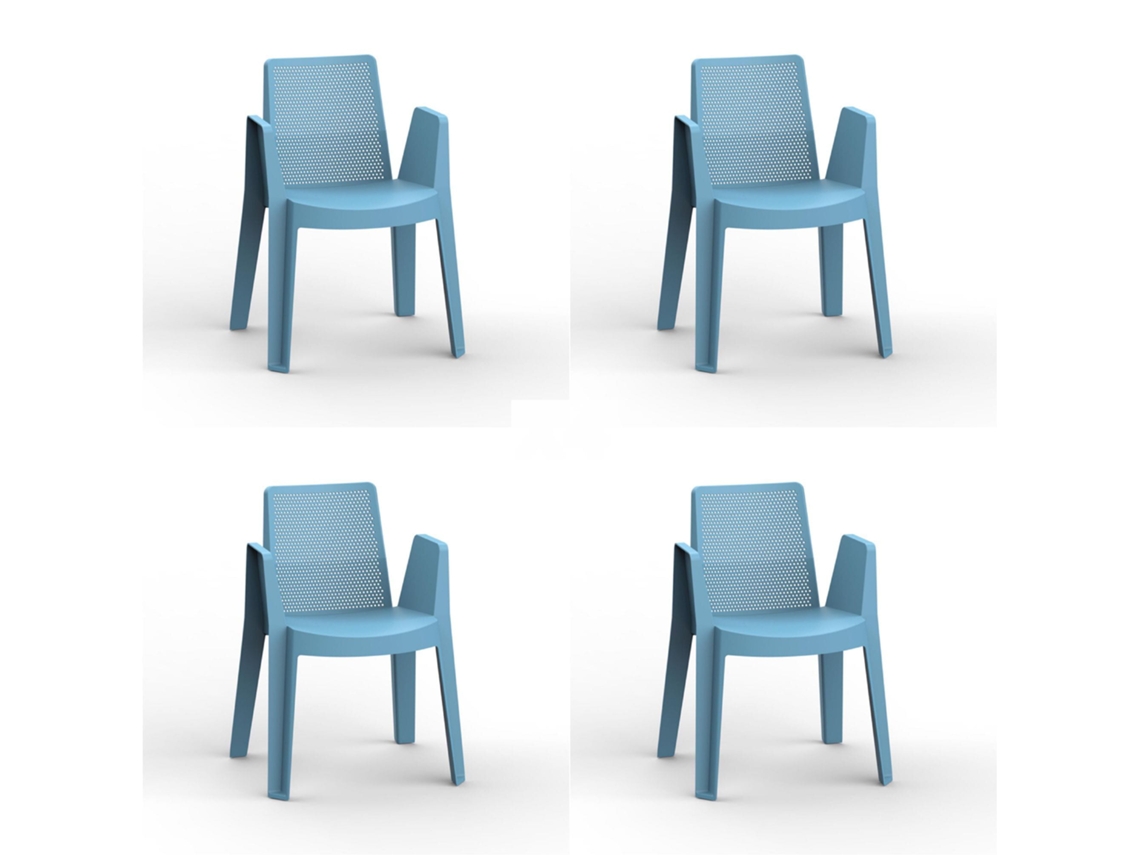 GARBAR PLAY Set 4 Silla Con Brazos Interior Exterior Azul retro