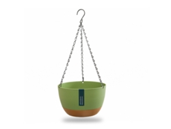 Macetero plegable de doble cadena con cesta para plantas, ideal para interiores y balcones, con recipiente de absorción de agua automático.