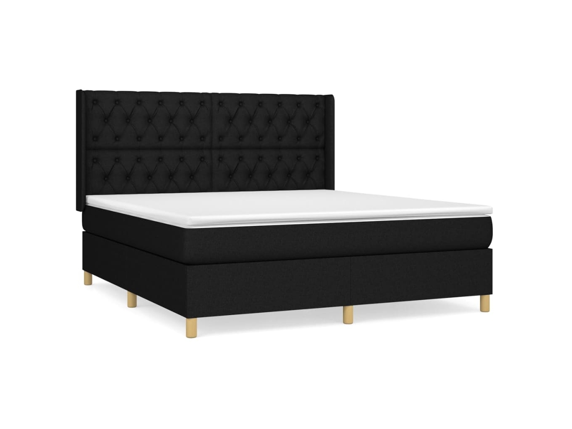Maison Exclusive - Cama Box Spring Con Colchón Tela Negro 160x200 Cm