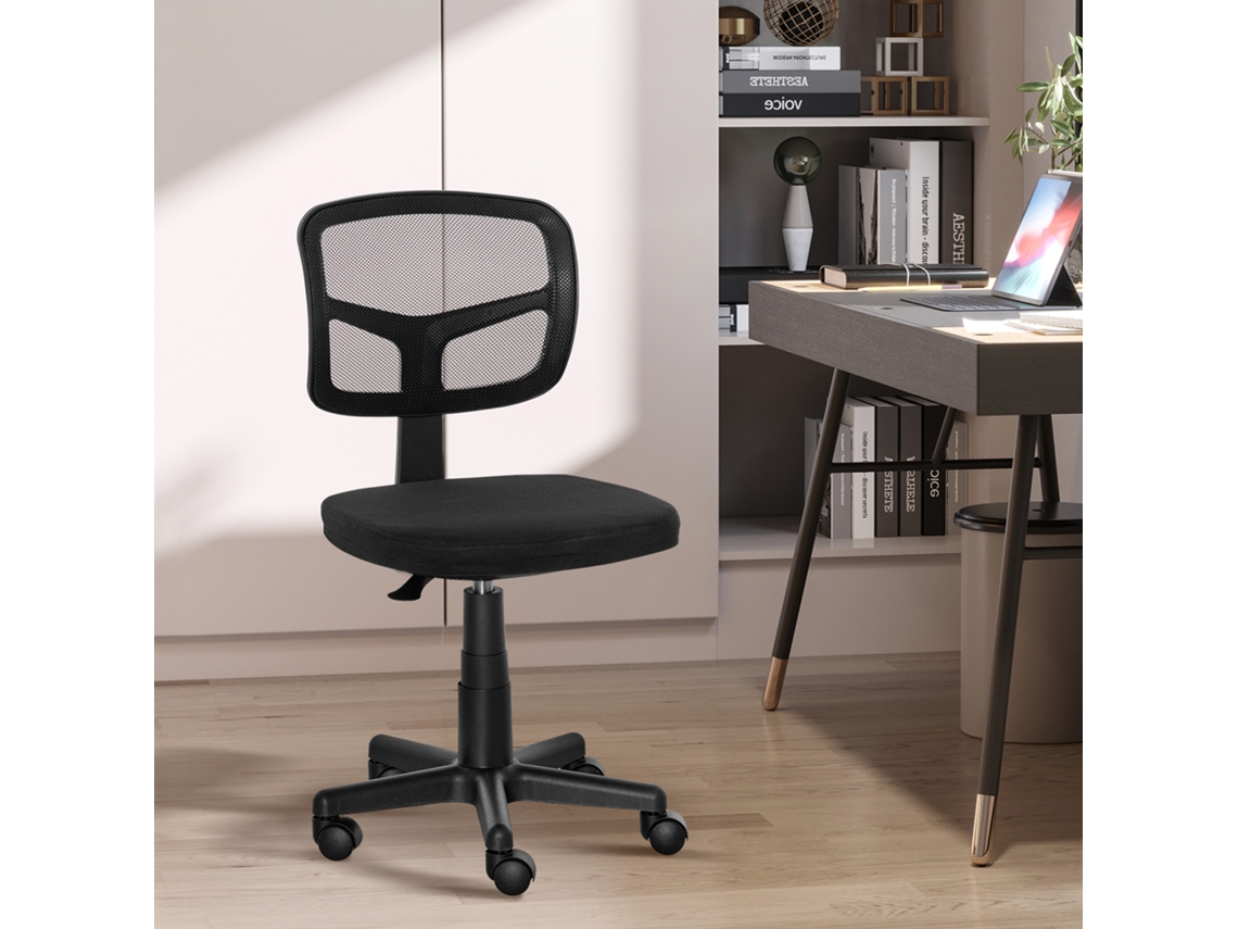 VPMKP - Silla de oficina Vinsetto de malla, giratoria 360°, altura ajustable, soporte lumbar transpirable, ruedas, sin brazos, 43x48x77,5-89,5 cm, negra