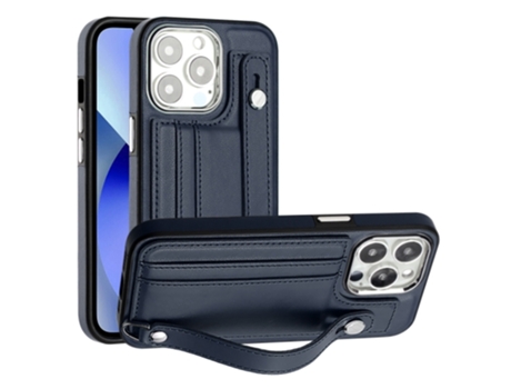 Funda Mobile Phone Cases Shockproof With Wrist para iPhone 13 Pro Piel Marrón