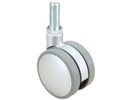 Rueda giratora espiga roscada m10x25 50dkp75 nylon-plateada ALEX
