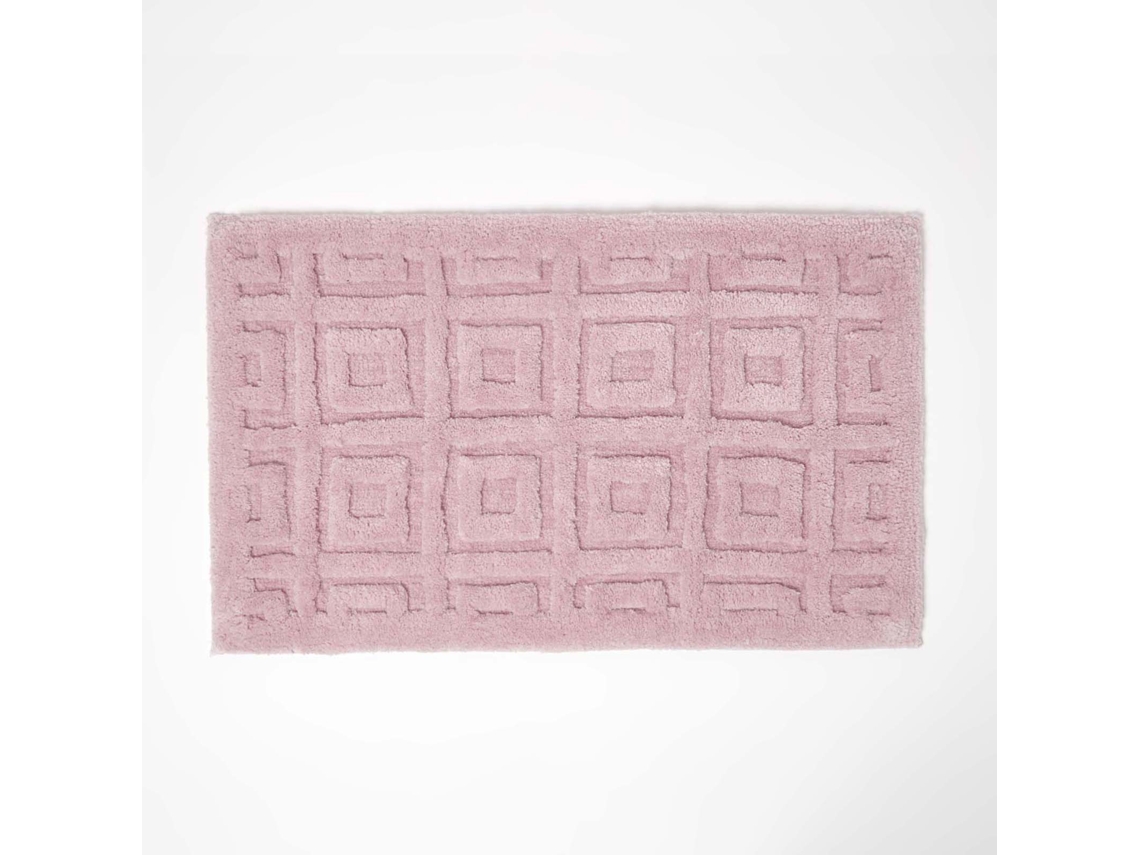 Homescapes Tufted Tile Pink Bath Mat Cotton Blend 50 X 80 Cm