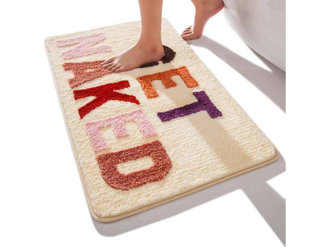 Alfombrilla De Baño Absorbente, Lavable Y Antideslizante De Microfibra Color Beige, 50x80cm