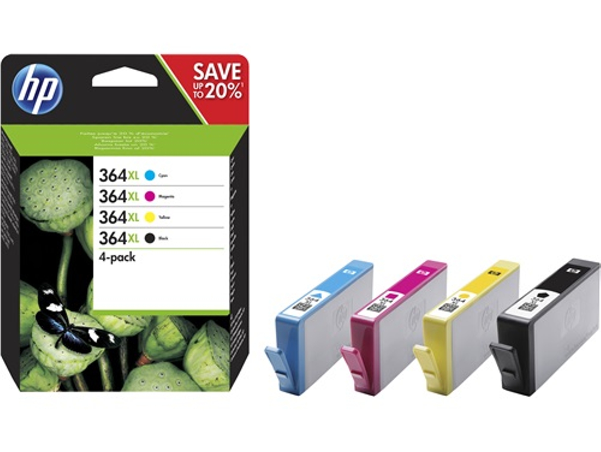 Pack 4 cartuchos de tinta Original HP 364 XL Negro, Cian, Magenta, Amarillo